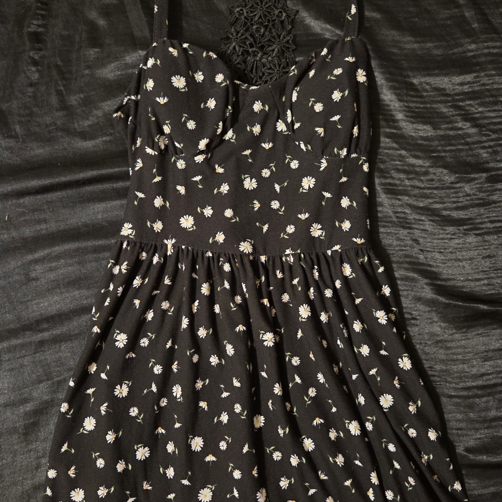 No Boundaries Black Floral Dress with Lace